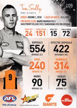 2018 Select Footy Stars #109 Tom Scully Back